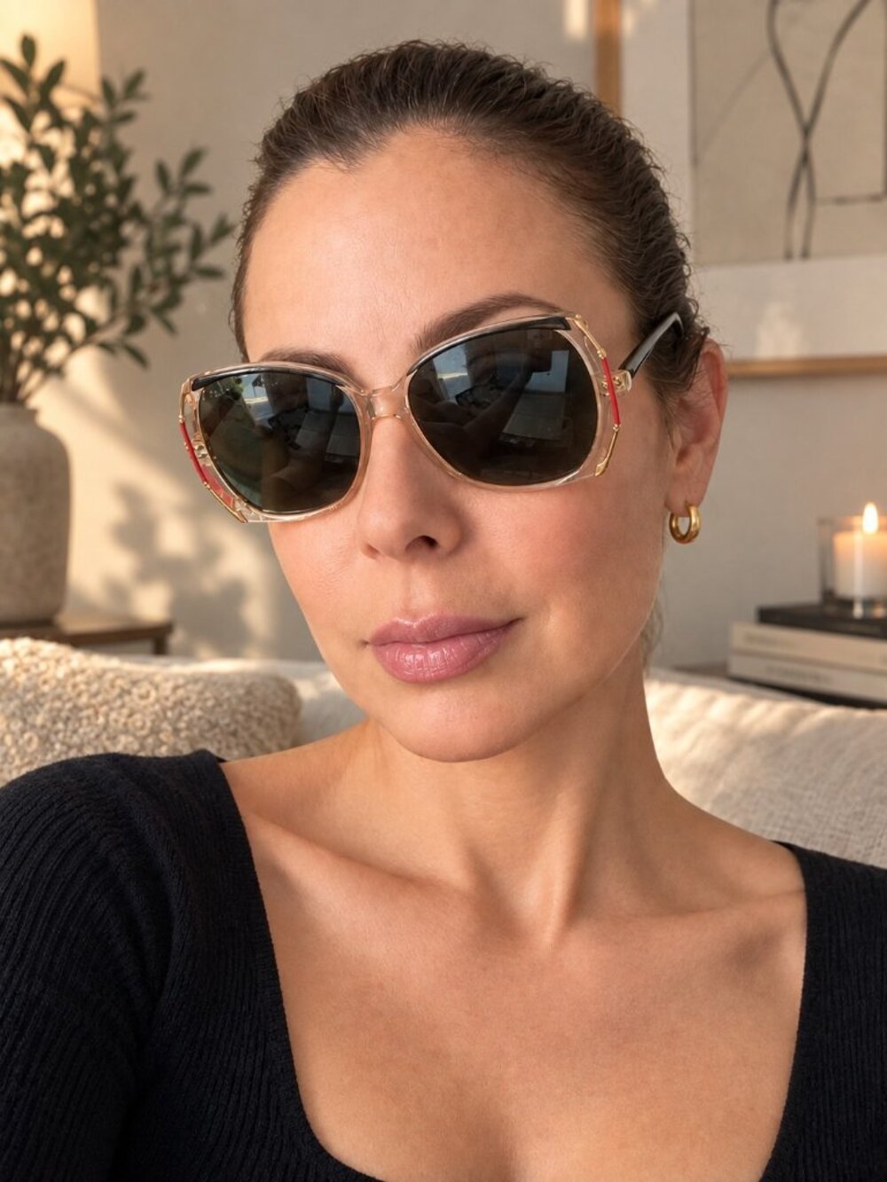 Sophia Loren 457 Zyloware Eyeglasses Frames Butterfly Oversized 70s 80s Gold Vtg